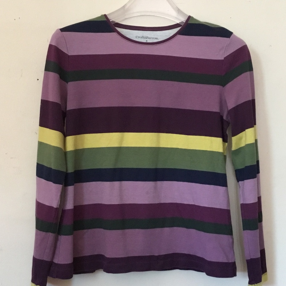 Croft & Barrow Plum and Lavender Striped Top size S